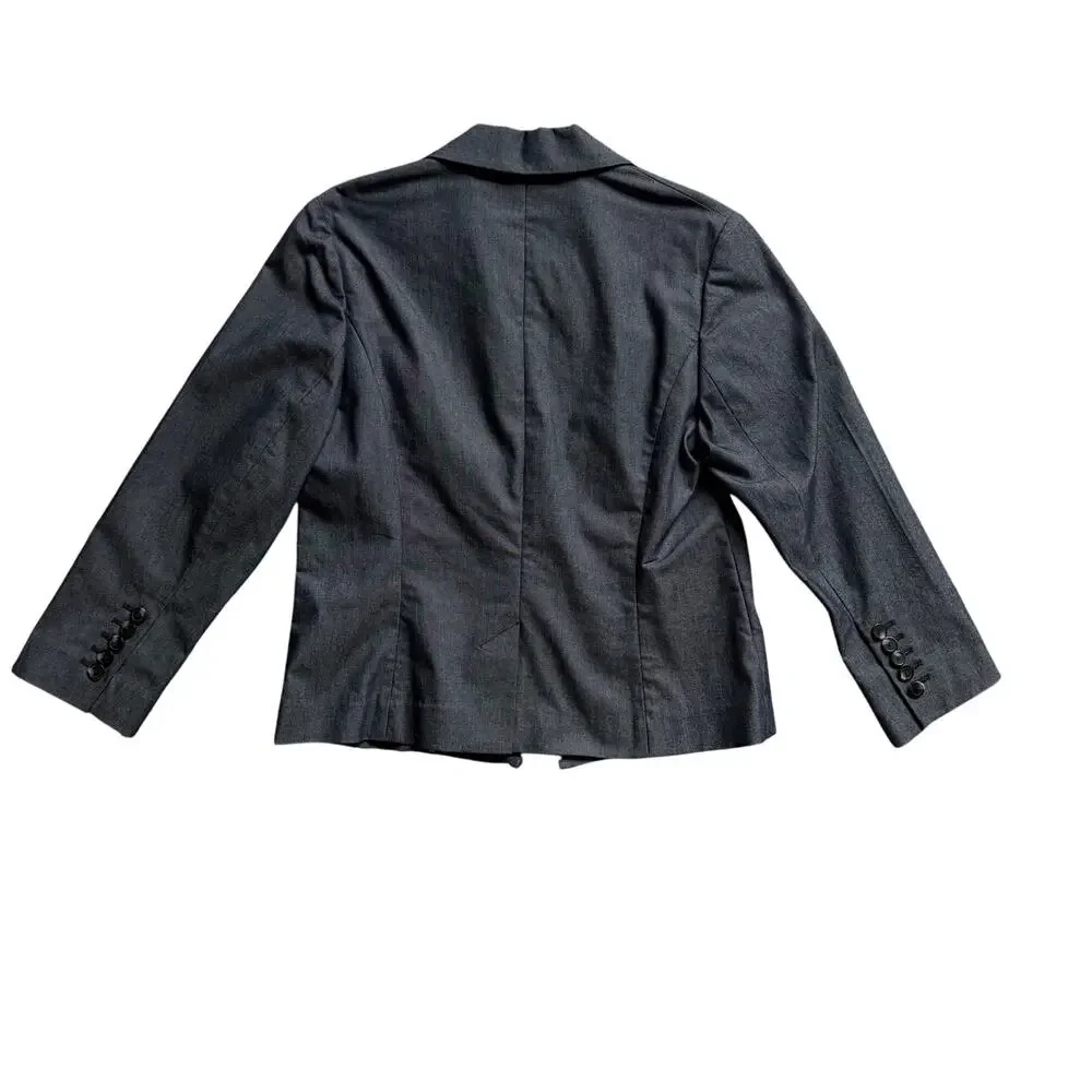Liz Claiborne Denim Womens Blue Chambray Blazer Jacket Size 10 Career Workwear